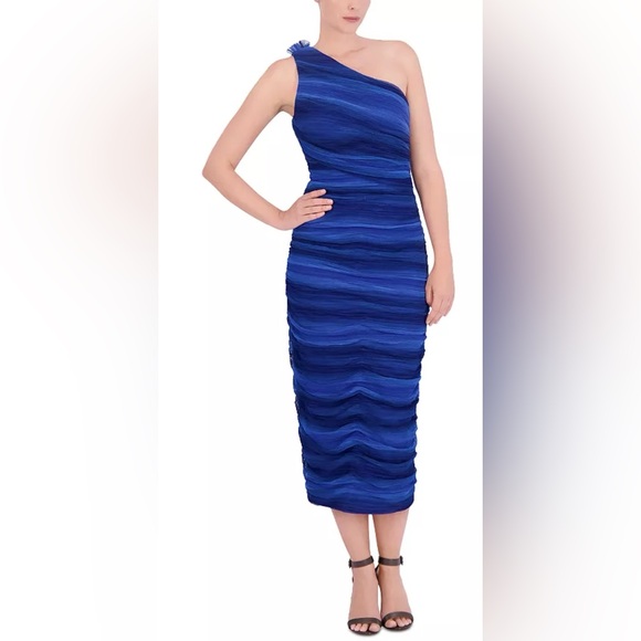 BCBGMAXAZRIA One Shoulder Midi Dress Small STORE SAMPLE